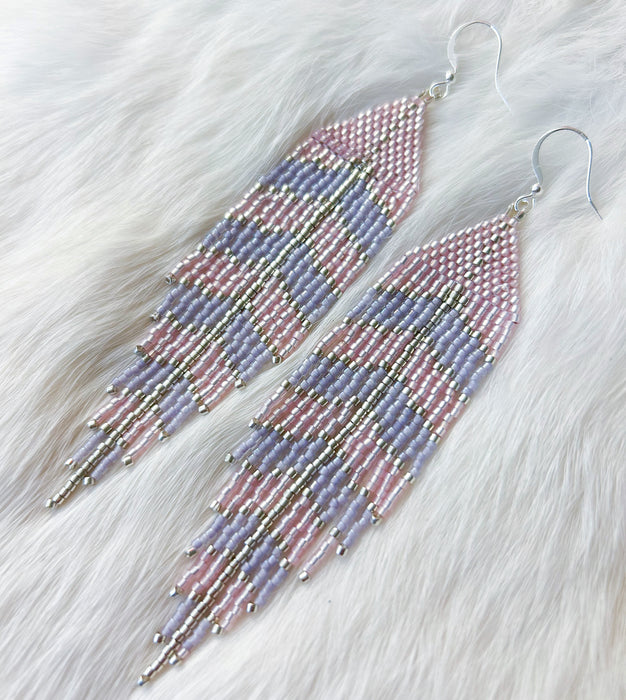 Whispering Dawn Feather Fringe Earrings