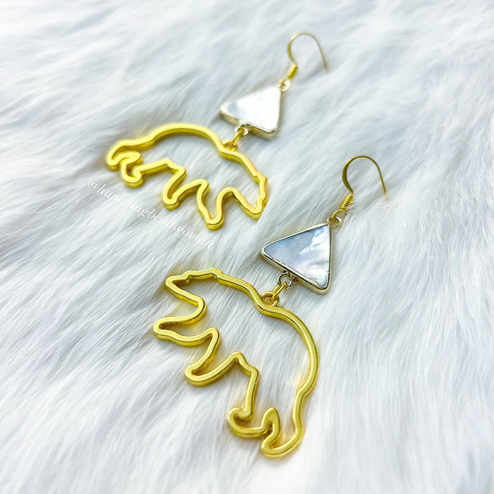 Triangle Abalone Bear Earrings