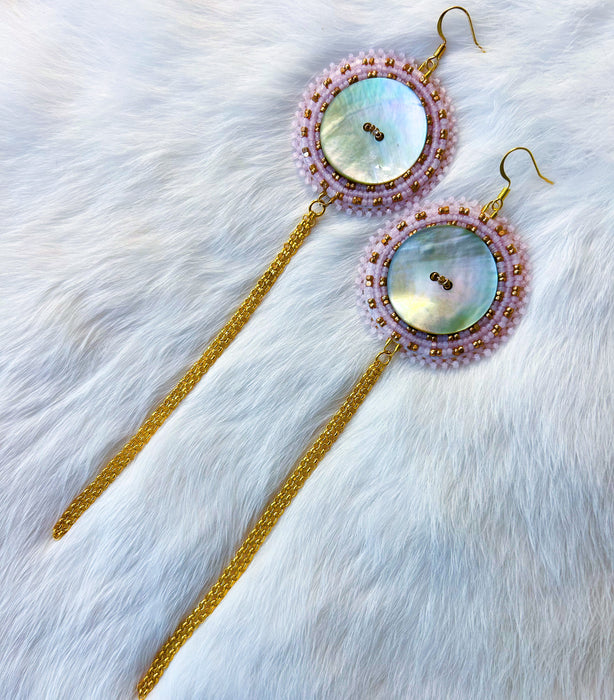 Beaded Button Earrings